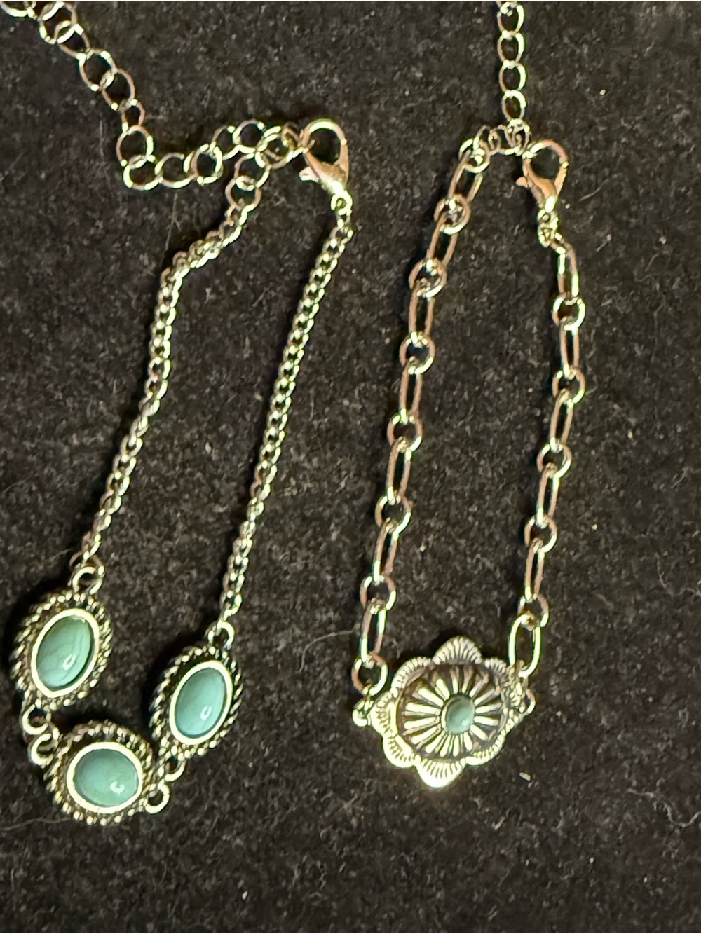 Silver-Tone Turquoise Accent Women's Necklace and Bracelet Set